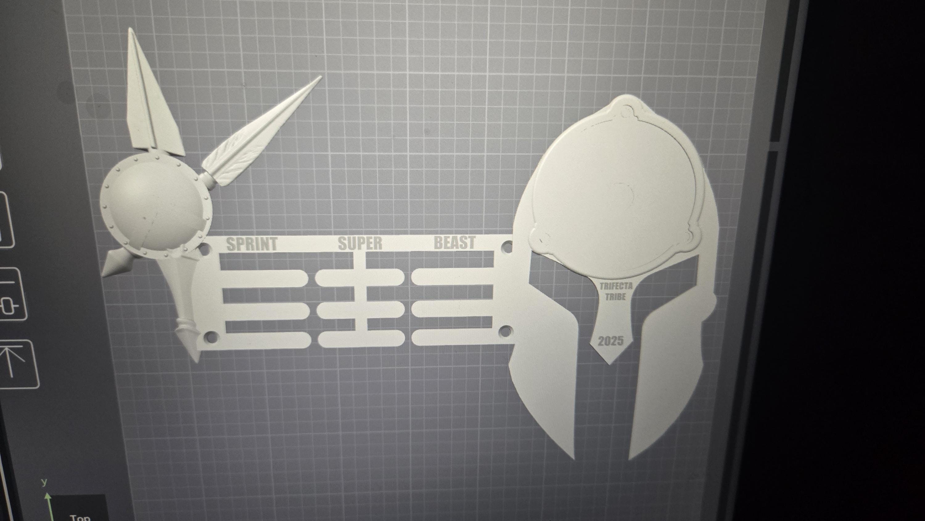 Wall Mount Spartan Helmet - Trifecta Wedge & Individual Medal Display