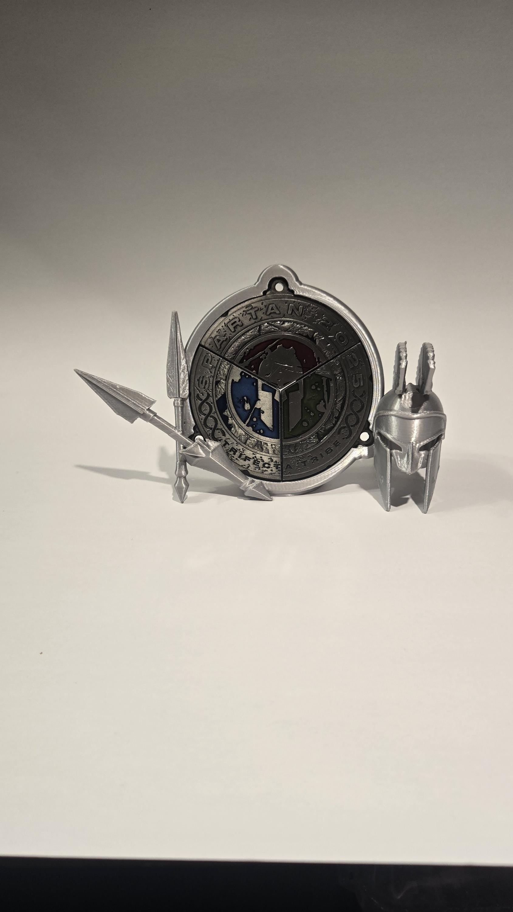 Spartan Trifecta Desktop Stand - Helmet & Spears Medal Display