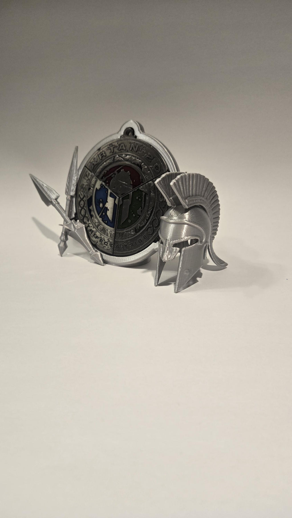 Spartan Trifecta Desktop Stand - Helmet & Spears Medal Display
