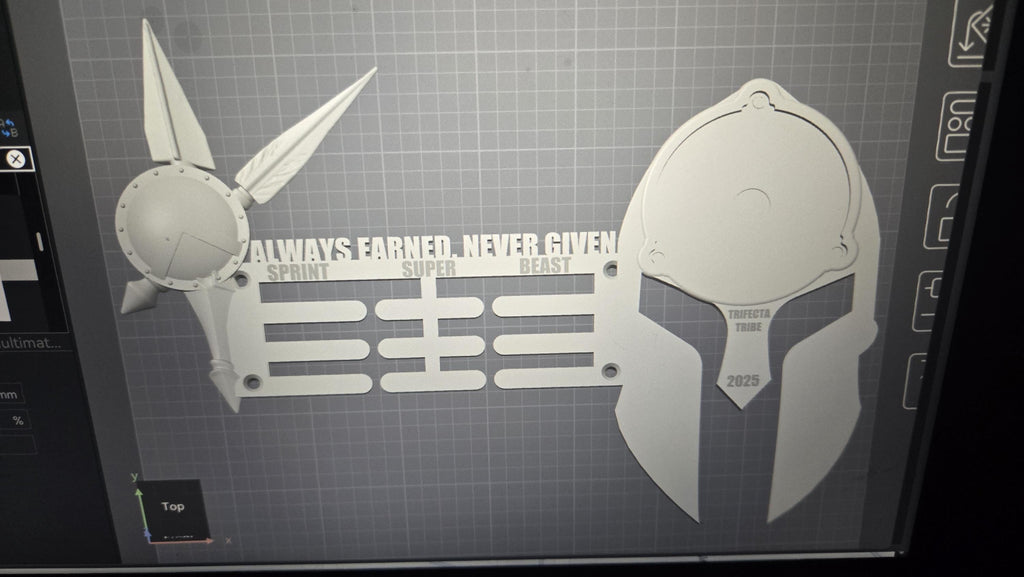 Wall Mount Spartan Helmet - Trifecta Wedge & Individual Medal Display