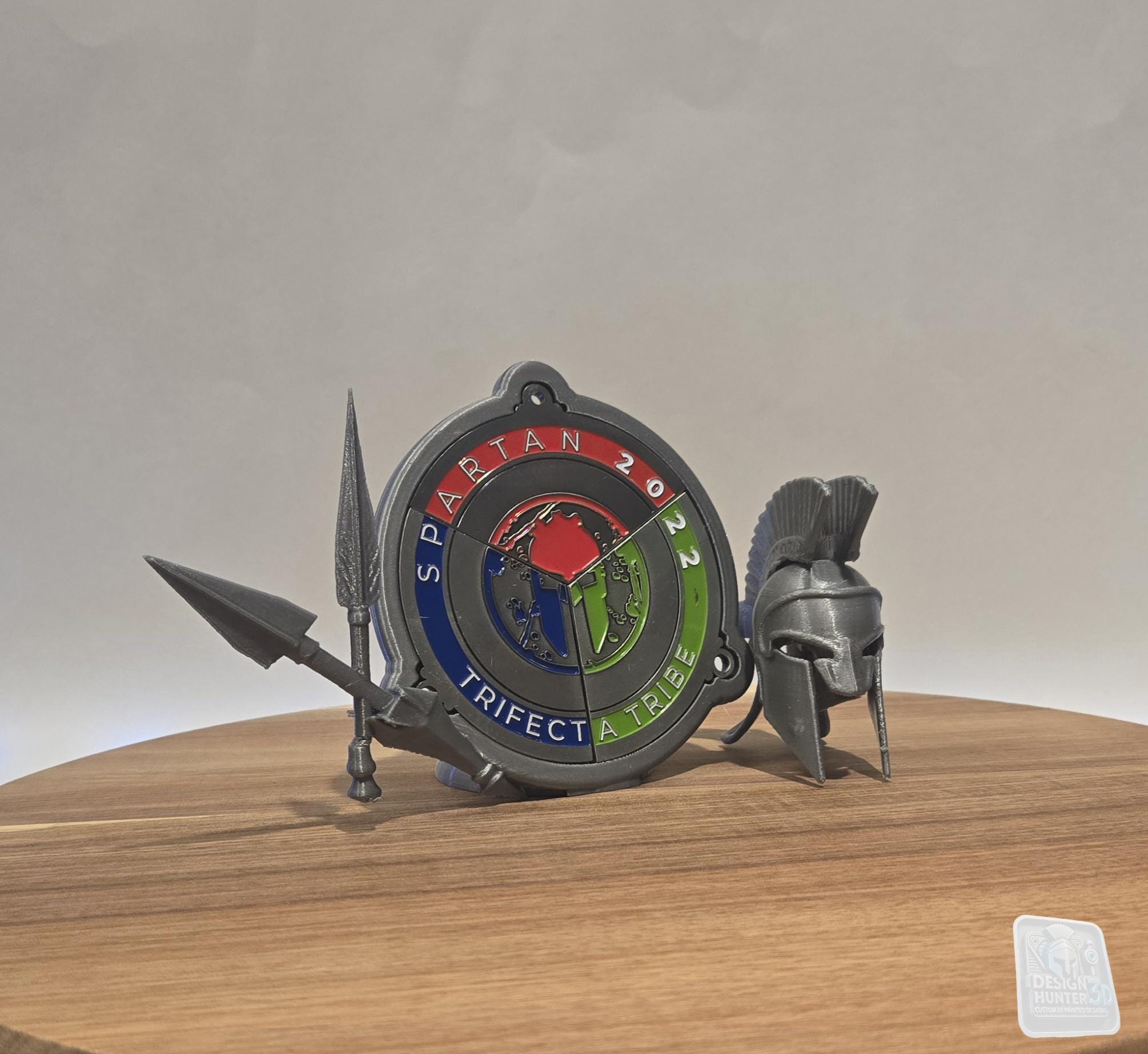 Spartan Trifecta Desktop Stand - Helmet & Spears Medal Display