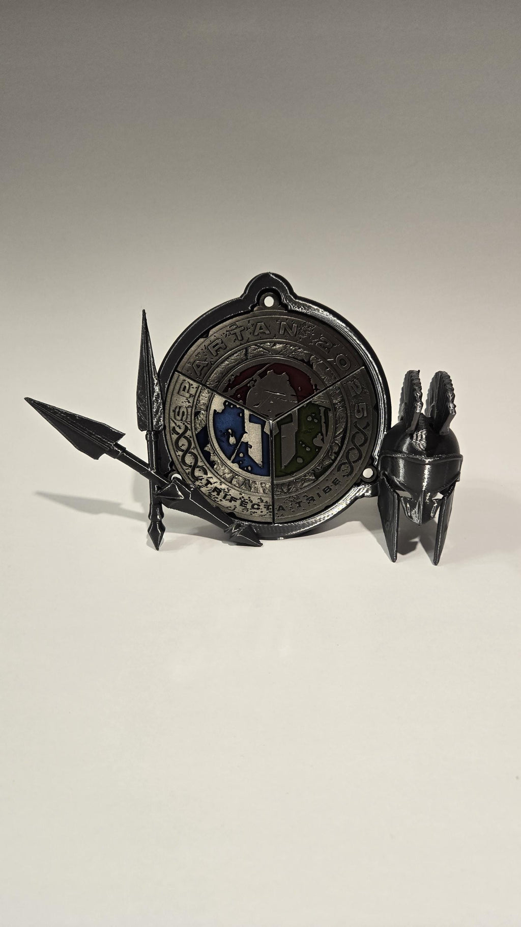 Spartan Trifecta Desktop Stand - Helmet & Spears Medal Display